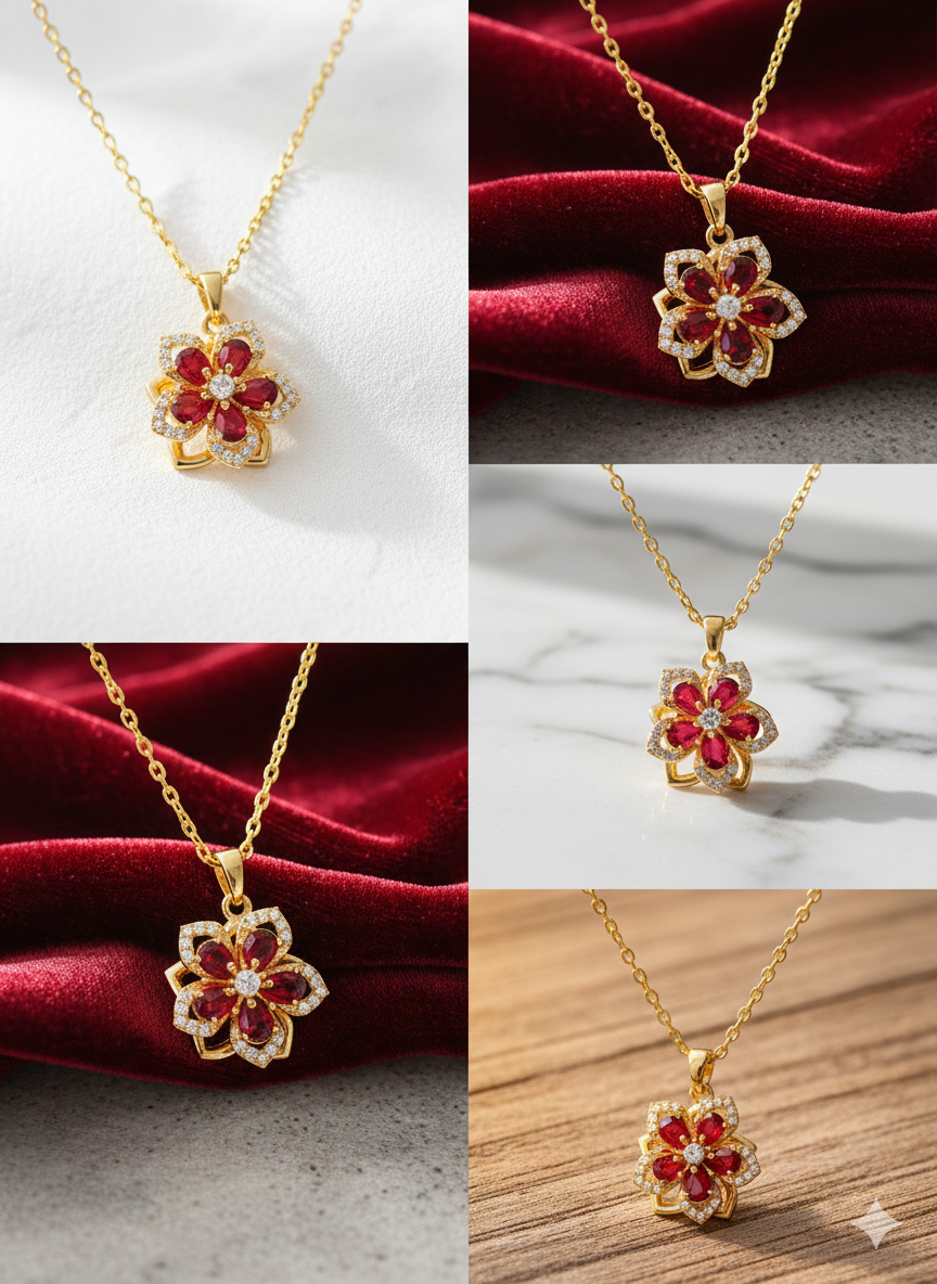 Rotating Flower Necklace