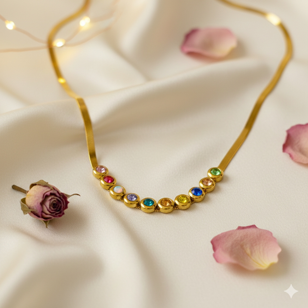 Snake chain with Multicoloured Stones